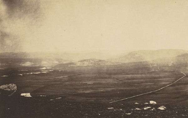 Plains of Balaklava II; Roger Fenton, English, 1819 - 1869, 1855; Salted paper print; 16 x 25.4 cm 6 5,16 x 10 in