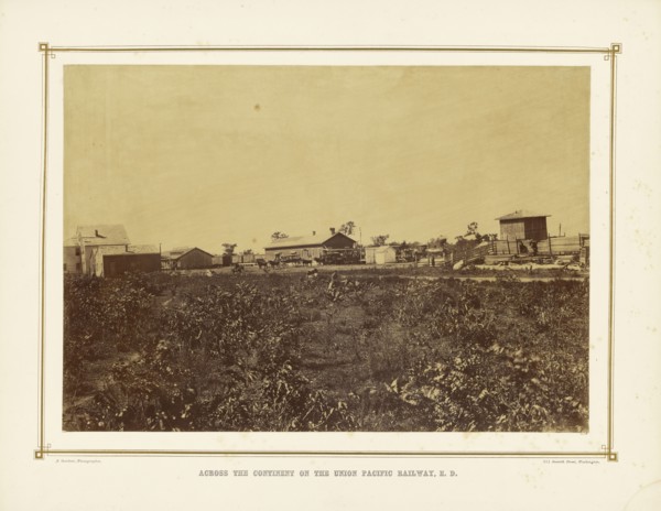 Depot, Lawrence, Kansas; Alexander Gardner, American, born Scotland, 1821 - 1882, 1867; Albumen silver print