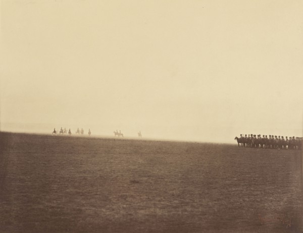 Troops Along the Horizon; Gustave Le Gray, French, 1820 - 1884, Chalons, France; 1857; Albumen silver print