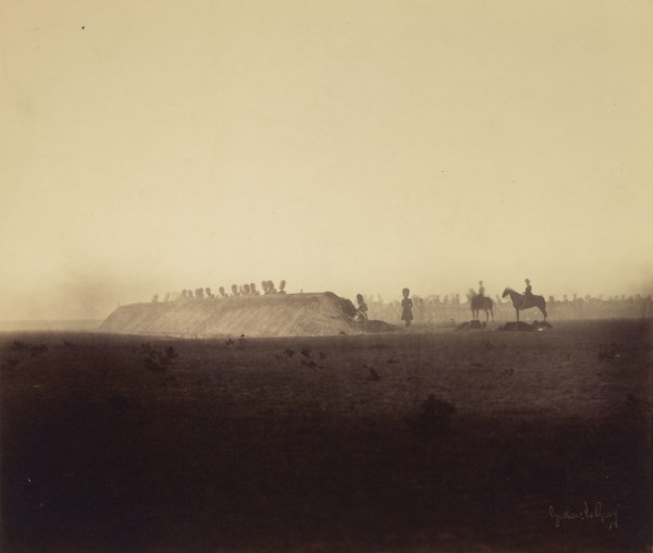 Cavalry Maneuvers, Camp at Châlons; Gustave Le Gray, French, 1820 - 1884, Chalons, France; 1857; Albumen silver print