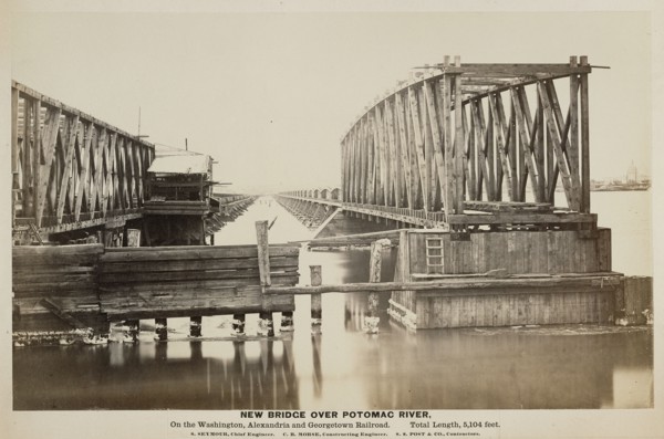 New Bridge over Potomac River. On the Washington, Alexandria and Georgetown Railroad. Total length 5,104 feet; A.J. Russell