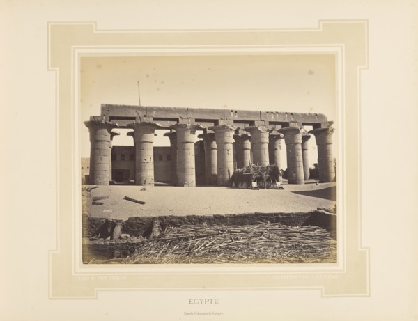 Égypte, Egypt, Grande colonnade de Louqsor; Félix Bonfils, French, 1831 - 1885, Alais, France; 1877; Tinted Albumen silver