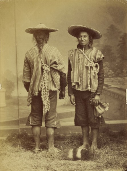 Portrait of two South American Indians; 1870s; Albumen silver print