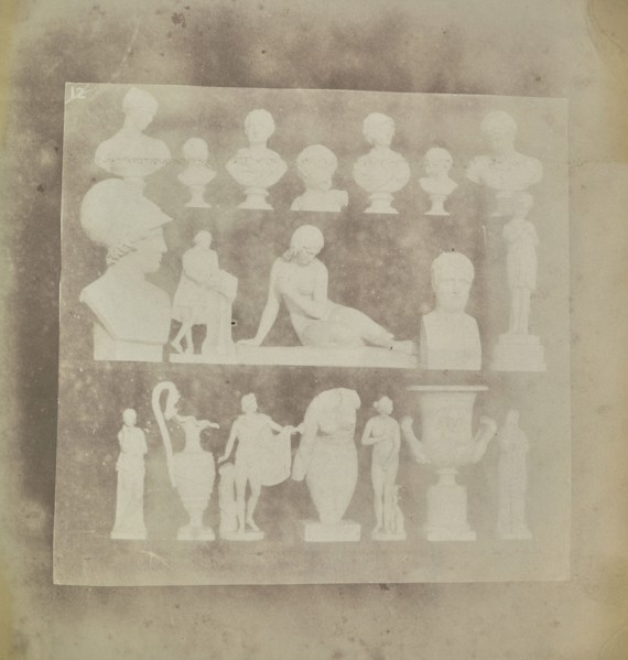 Casts on Three Shelves, in the Courtyard of Lacock Abbey; William Henry Fox Talbot, English, 1800 - 1877, probably 1842 - 1844