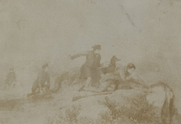 Deer Stalking,  from an Engraving; Sir David Brewster, Scottish, 1781 - 1868, 1840s; Salted paper print from a paper negative