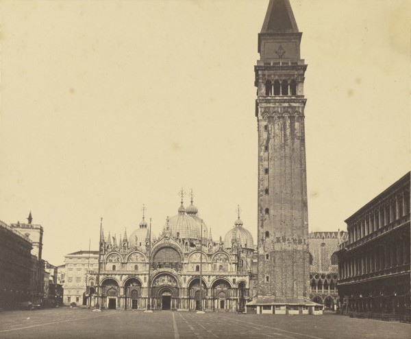 Saint Mark's Basilica and Campanile; Italian; Venice, Italy; about 1865 -1879; Albumen silver print