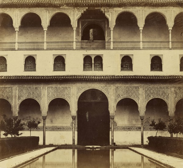 Court of the Fish Pond, Alhambra; Spanish; Granada, Spain; about 1870 - 1880; Albumen silver print