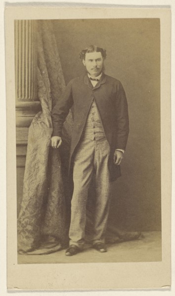 man with moustache, standing; F. Schwarzschild, British, active Calcutta, India 1860s, 1860s; Albumen silver print