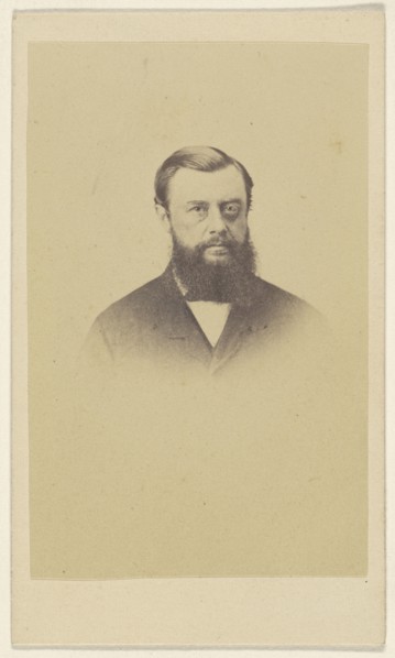 full-bearded man, in vignette-style; F. Schwarzschild, British, active Calcutta, India 1860s, 1860s; Albumen silver print