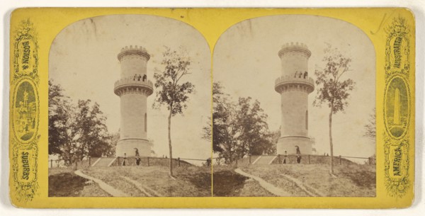 Mount Auburn Cemetery, Cambridge, Mass. Tower. C; American; about 1870 - 1880; Albumen silver print