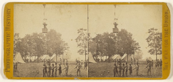 Prof. Lowe observing the Battle of Fair Oaks, Va. from his Balloon; Studio of Mathew B. Brady, American, about 1823 - 1896, May