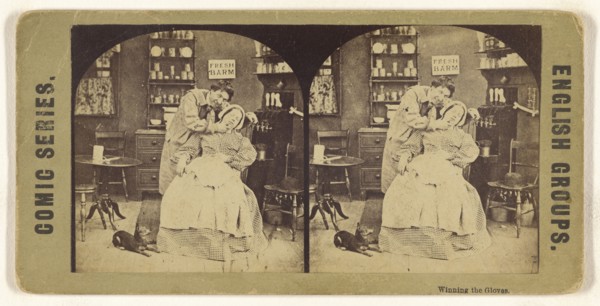 Winning the Gloves. Comic Series. English Groups; British; 1870s; Albumen silver print