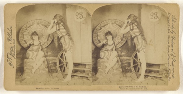 Queens of Leisure at the Seashore; Bert Elias Underwood, American, 1862 - 1943, 1894; Albumen silver print