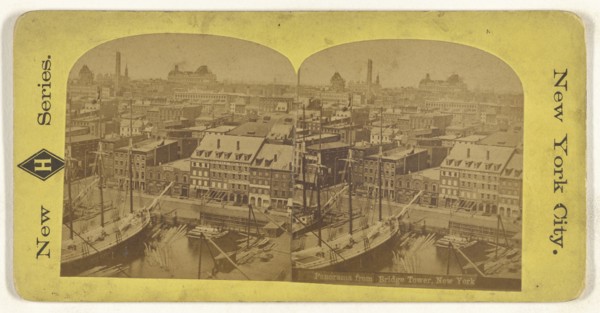 Panorama from Bridge Tower, New York; American; about 1870; Albumen silver print