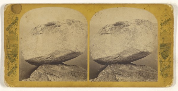 Balanced Rock, Otter Creek, Mount Desert, Maine; American; about 1865; Albumen silver print