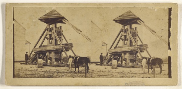 Rock crushing machine, ?, at either Augusta or Columbus, Georgia; Tucker & Perkins; about 1860; Albumen silver print