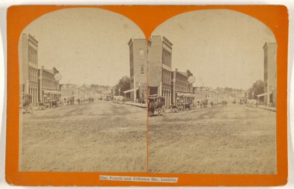 Cor. Fourth and Jefferson Sts., Looking West. Burlington, Iowa; Henry N. Twining, American, 1826 - 1901, about 1875; Albumen