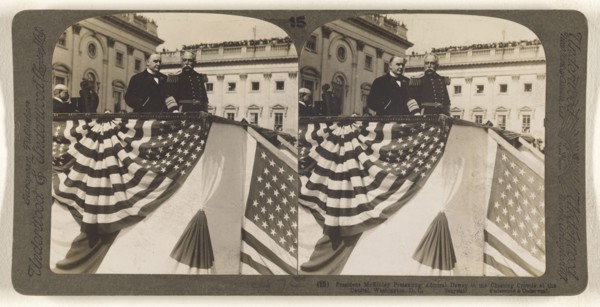 President McKinley Presenting Admiral Dewey to the Cheering Crowds at the Capitol, Washington, D.C; Underwood & Underwood