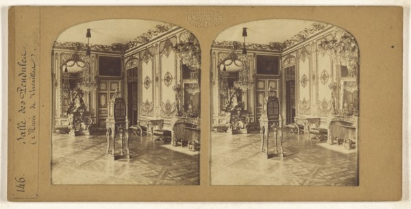 Salle des Pendules, Musee de Versailles, F. Grau, G.A.F., French, active 1850s - 1860s, 1855 - 1865; Hand-colored Albumen