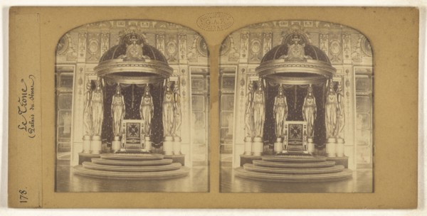 Le Trone, Palais du Senat, F. Grau, G.A.F., French, active 1850s - 1860s, 1855 - 1865; Hand-colored Albumen silver print