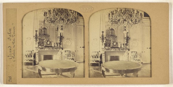 Grand Salon, Palais du Petit Trianon, F. Grau, G.A.F., French, active 1850s - 1860s, 1855 - 1865; Hand-colored Albumen silver