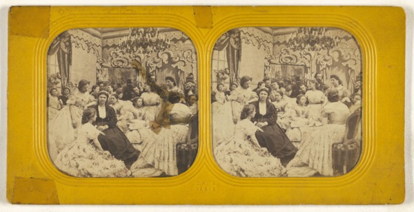 Salon scene; Charles Gaudin, Ch. G., French, active 1860s, 1860s; Hand-colored Albumen silver print