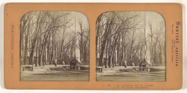 Le Chateau de St. Cloud, Cote du Parc Reserve; A. Hanriot, French, active 1880s, 1860s; Hand-colored Albumen silver print