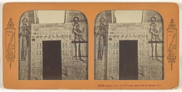 Grande Porte du 1er Pylone Dans l'Ile de Philae; Adolphe Block, French, 1829 - about 1900, 1860s; Hand-colored Albumen silver