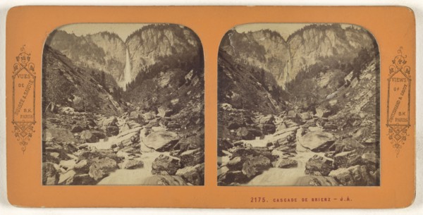 Cascade de Brienz; Adolphe Block, French, 1829 - about 1900, 1860s; Hand-colored Albumen silver print