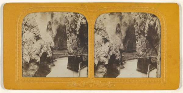 Gorge du Trient a Vermayes, Suisse, Switzerland; Adolphe Block, French, 1829 - about 1900, about 1865; Hand-colored Albumen
