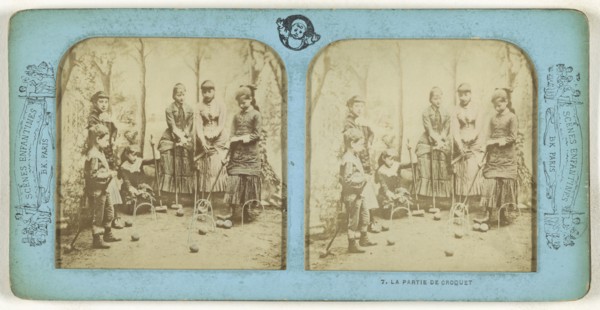 La Partie de Croquet; Adolphe Block, French, 1829 - about 1900, about 1865; Hand-colored Albumen silver print