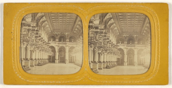 Galerie du Salon des Fetes. Hotel de Ville; E. Lamy, French, active 1860s - 1870s, 1860s; Hand-colored Albumen silver print