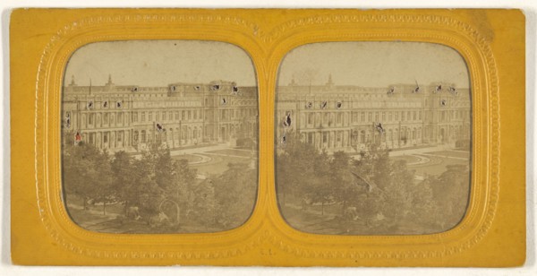 Ruines des Tuileries, Paris; E. Lamy, French, active 1860s - 1870s, 1860s; Hand-colored Albumen silver print