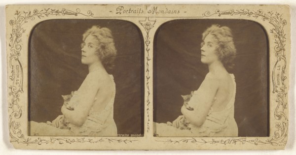 Portrait of a woman holding a cat; Léon & Lévy, French, 1855 - 1865; Hand-colored Albumen silver print