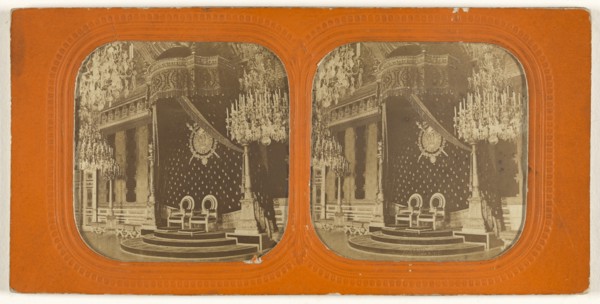 Salle du trone, Tuileries; French; about 1865; Hand-colored Albumen silver print