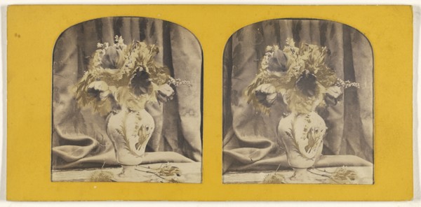 Bouquet of natural flowers; about 1865; Hand-colored Albumen silver print