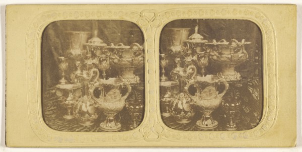 Display of fine silver; about 1865; Hand-colored Albumen silver print