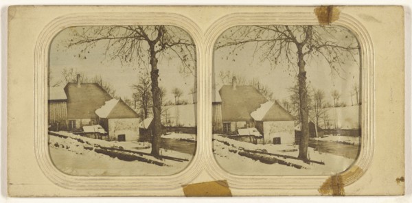 La Suisse, Switzerland. Ufer de neige haute fourneau; French; about 1860; Hand-colored Albumen silver print