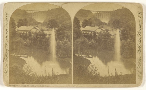 Glen Iris and Fountain - Portage, N.Y; L. E. Walker, American, 1826 - 1916, active Warsaw, New York, about 1870; Albumen silver