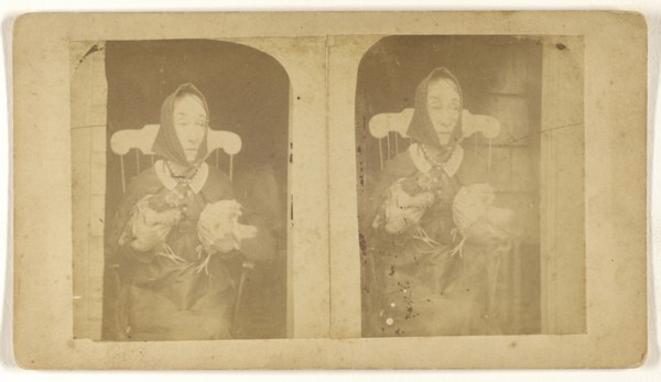 Nancy Luce the hen woman; James W. Warren, American, active 1860s, about 1865; Albumen silver print