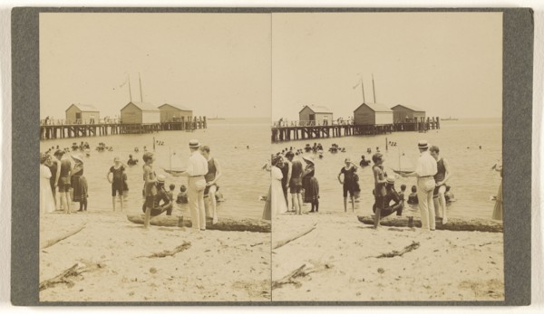 Colonial Beach, Va. Scene on the beach; Hanson E. Weaver, American, active 1860s - 1870s, about 1906; Gelatin silver print