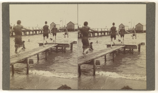 Colonial Beach, Va. Running divers; Hanson E. Weaver, American, active 1860s - 1870s, about 1906; Gelatin silver print