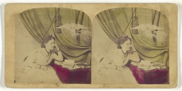One by one, the Sands are flowing; Franklin G. Weller, American, 1833 - 1877, about 1870; Hand-colored Albumen silver print