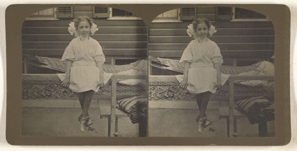 Mildred E. Wendt in yard, 427 1st St., Albany, N.Y; Julius M. Wendt, American, active 1900s - 1910s, 1900s; Gelatin silver