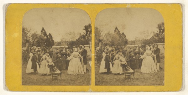 Party scene outdoors; about 1855 - 1860; Albumen silver print