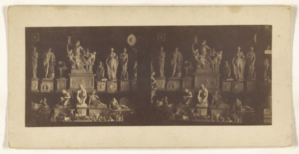 Pisa. Group of statuettes in alabaster - Laocoon, Venus of Canova, Venus de Medicis, Slave whetting his knife, Cupid; about 1870