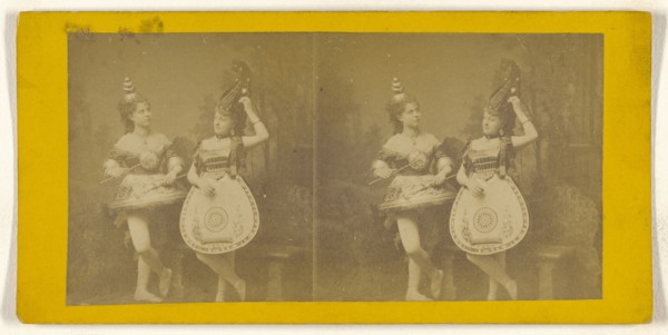 Women dressed in  instrument  costumes; about 1865; Albumen silver print
