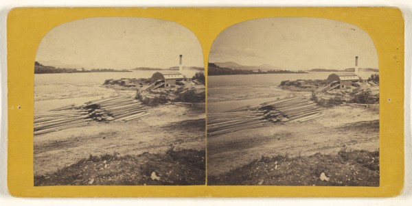 Prouty & Millers Stream Saw Mill; L.E. Thayer, American, active 1870s - 1880s, about 1870; Albumen silver print
