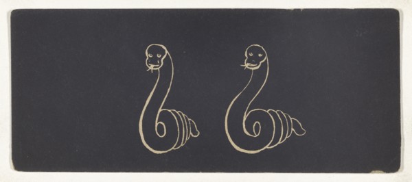 Optical illusion of a drawing of a snake; 1850s; Lithograph