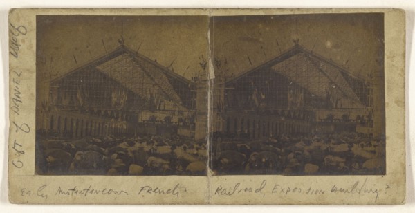 Railroad exposition building, France?, recto, Railroad exposition building, France?, verso, French; about 1860; Albumen silver